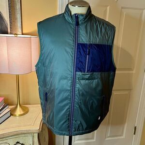 NWOT Men's Johnnie-O Prep-Formance Green Navy Zip Front Puffer Vest Size LARGE